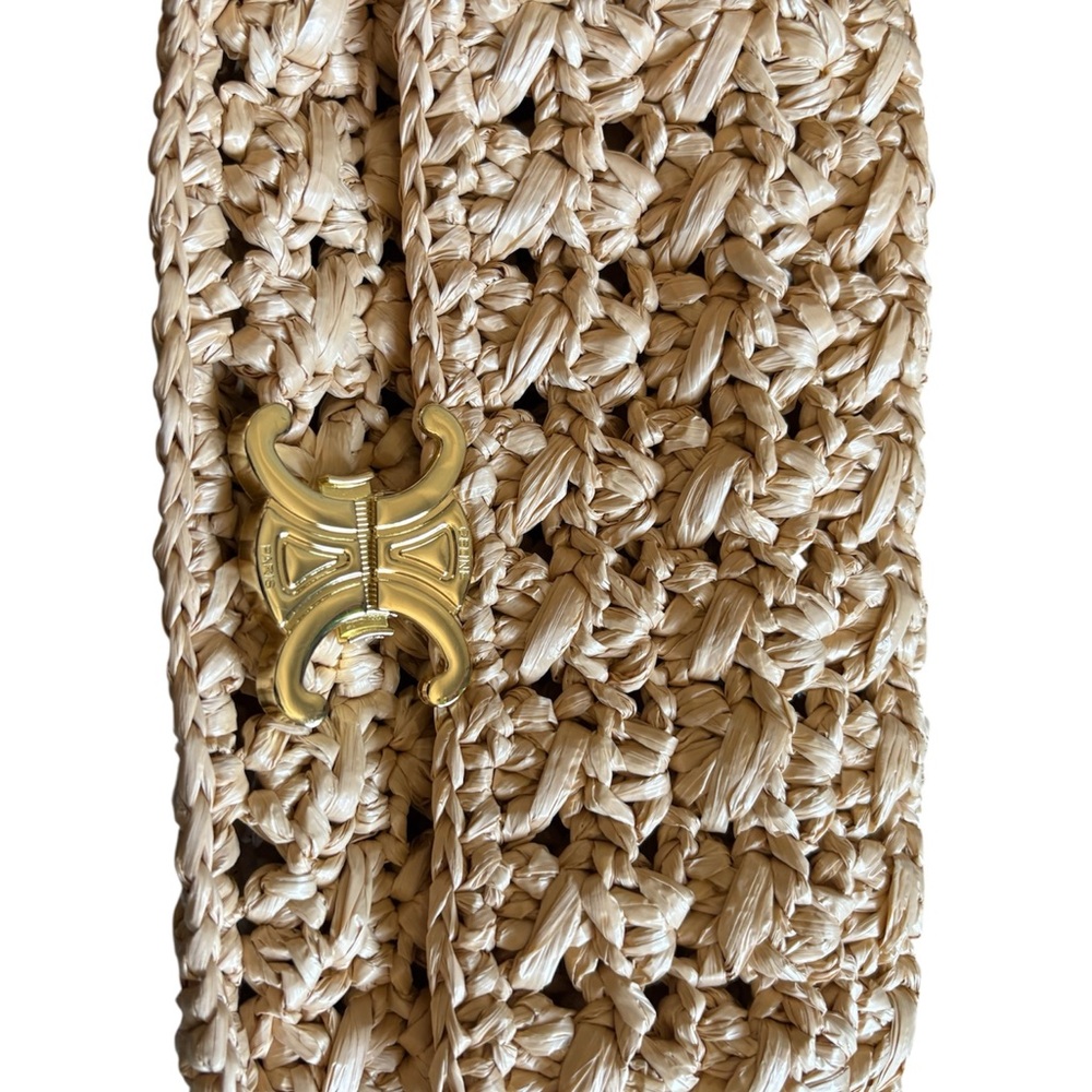 Woven Straw Clutch with Gold Accent